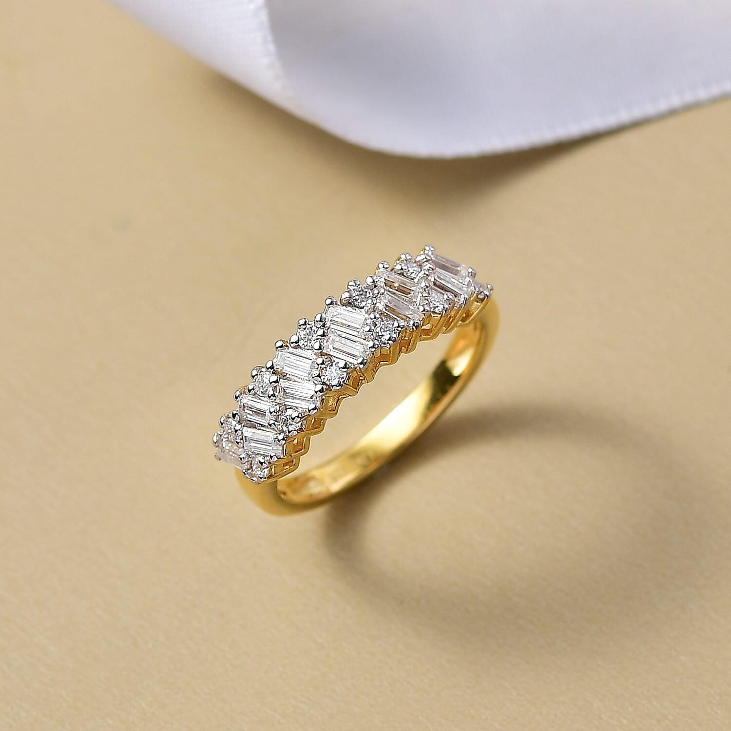 D'joy Moissanite Cluster Ring in Yellow Gold Plated Sterling Silver 8286162 1