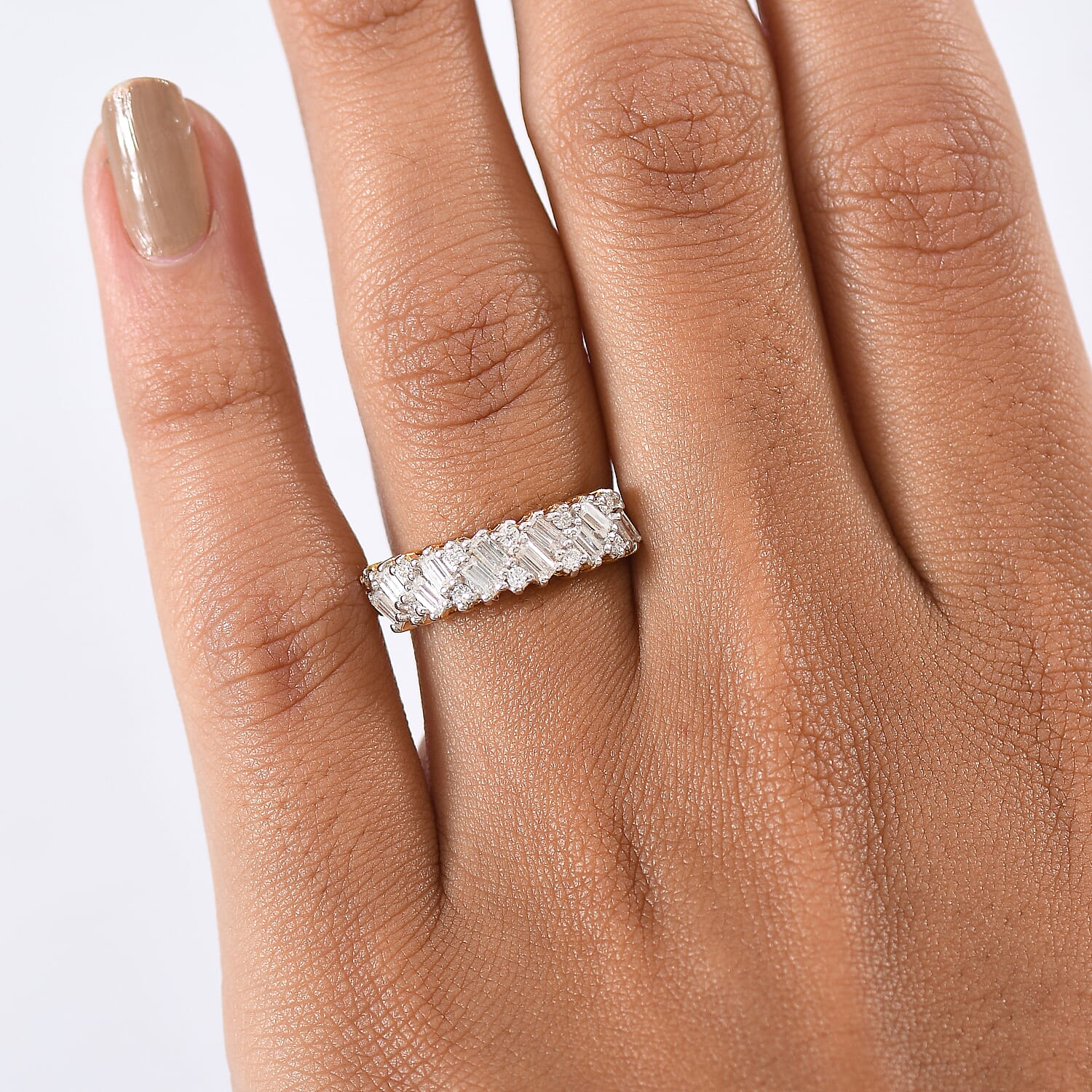 D'joy Moissanite Cluster Ring in Yellow Gold Plated Sterling Silver 8286162 2