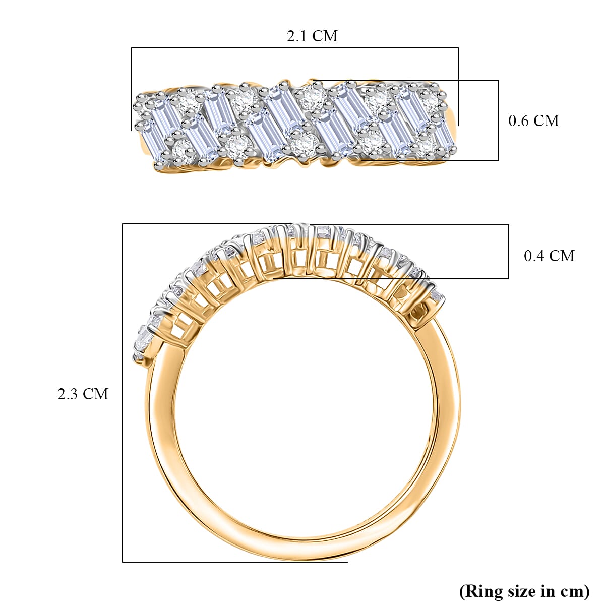 D'joy Moissanite Cluster Ring in Yellow Gold Plated Sterling Silver 8286162 5