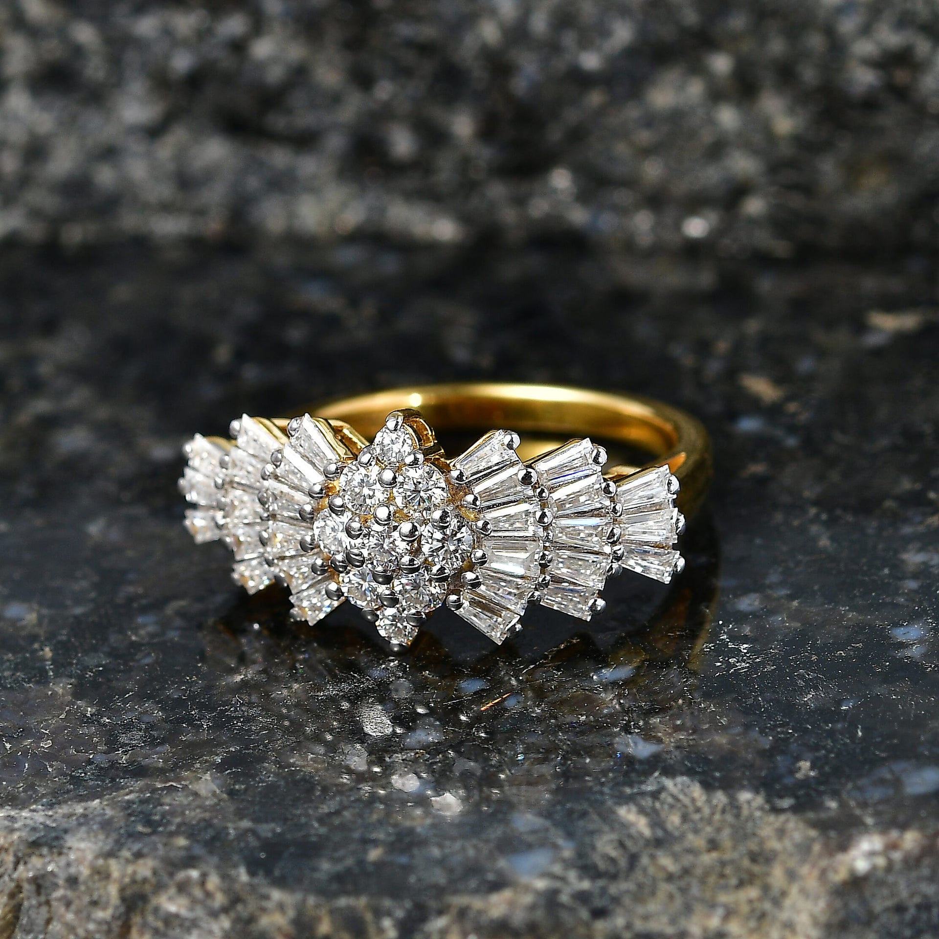 D'Joy Moissanite Cluster Ring in 18K YG Plating Sterling Silver 1.076 Ct. V32521710 3