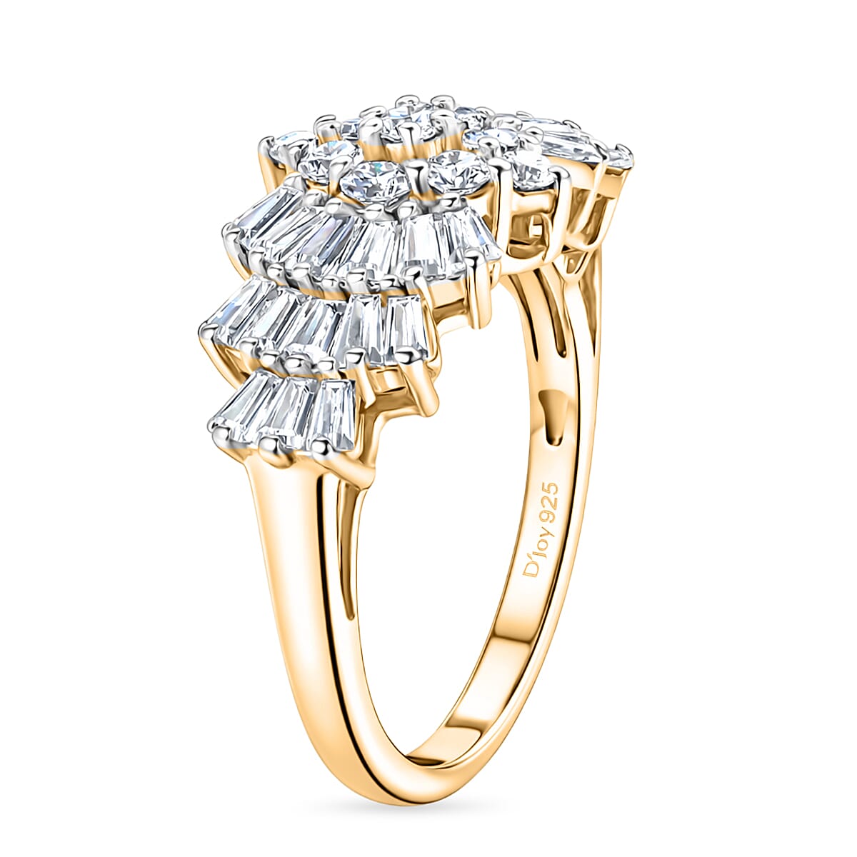 D'Joy Moissanite Cluster Ring in 18K YG Plating Sterling Silver 1.076 Ct. V32521710 4