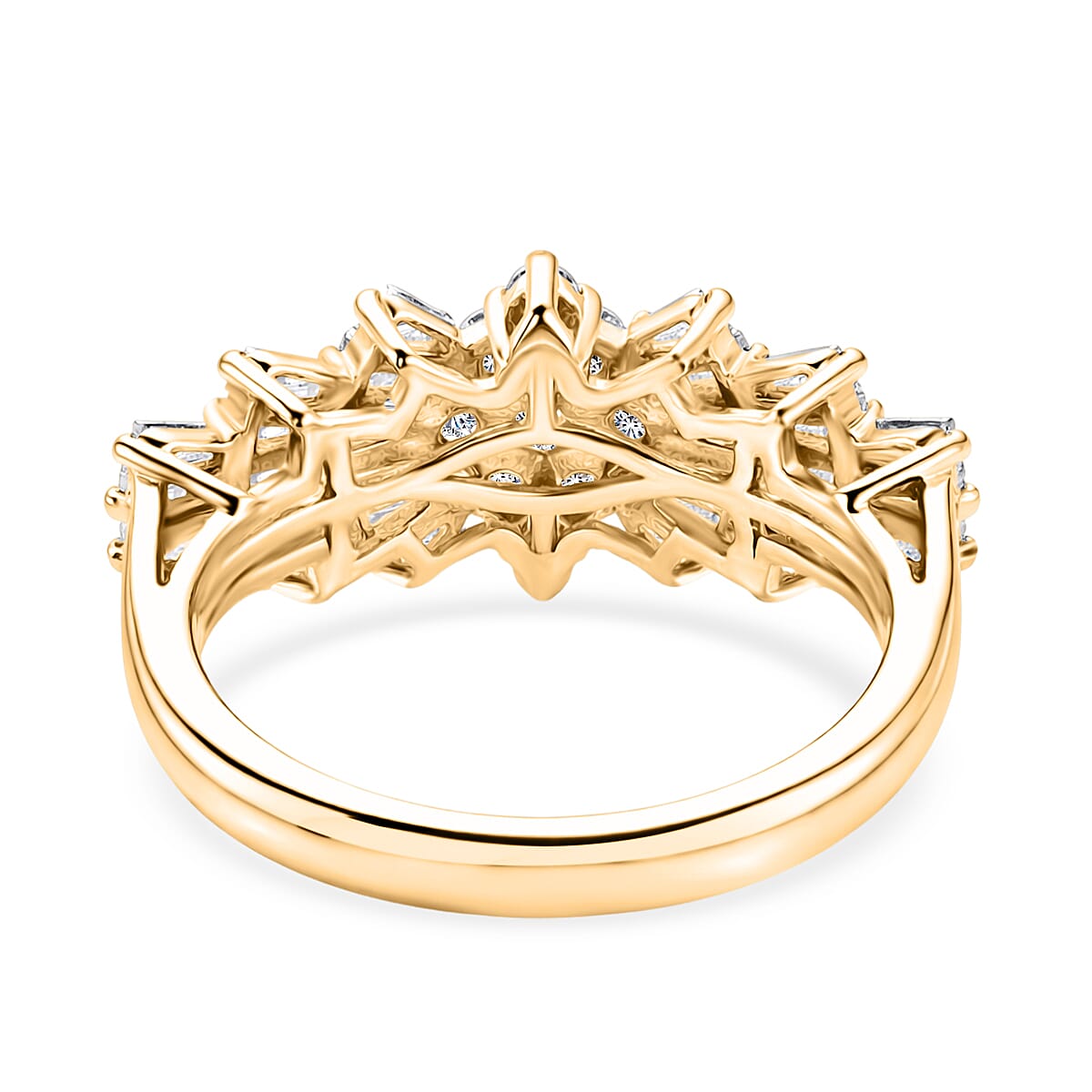 D'Joy Moissanite Cluster Ring in 18K YG Plating Sterling Silver 1.076 Ct. V32521710 5