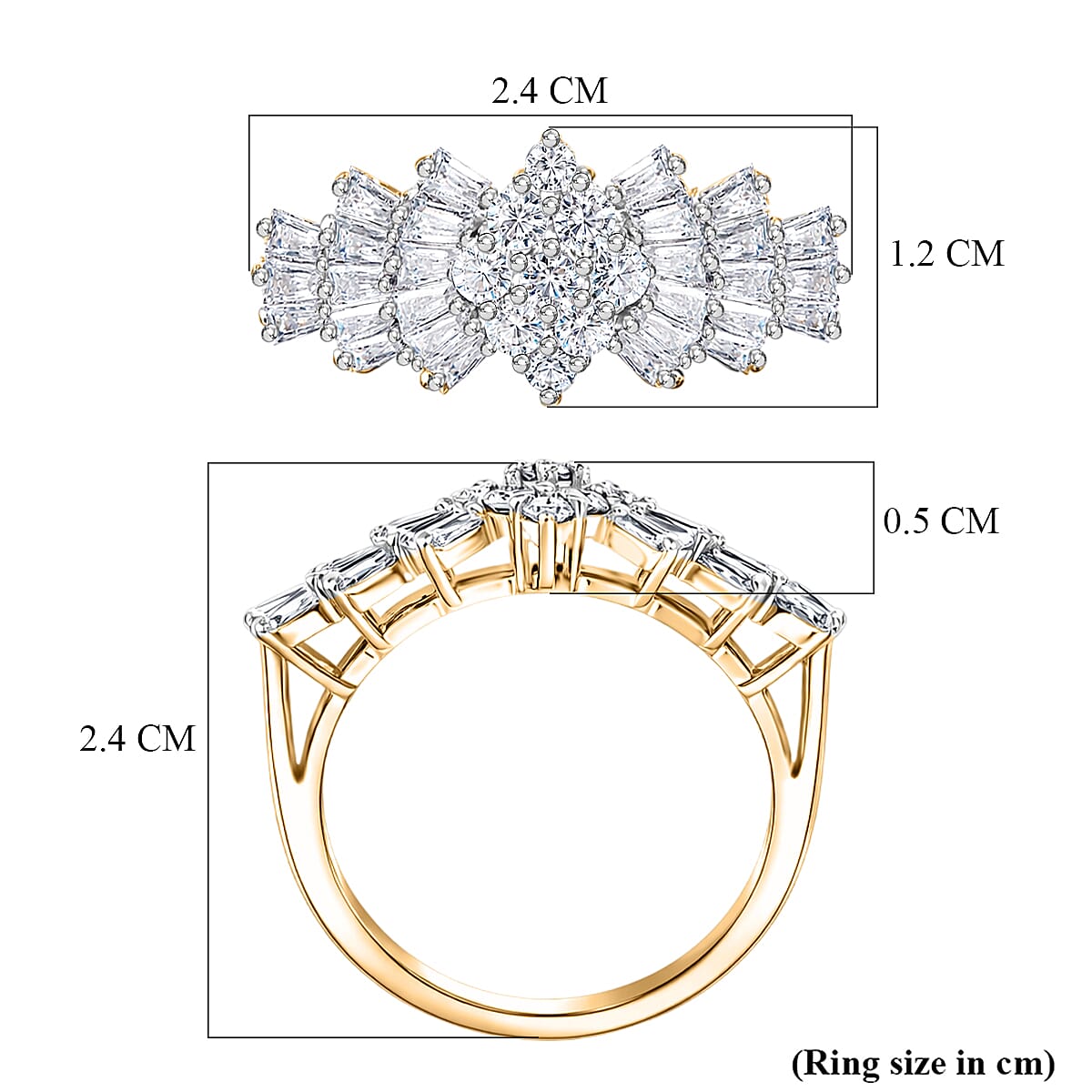 D'Joy Moissanite Cluster Ring in 18K YG Plating Sterling Silver 1.076 Ct. V32521710 6