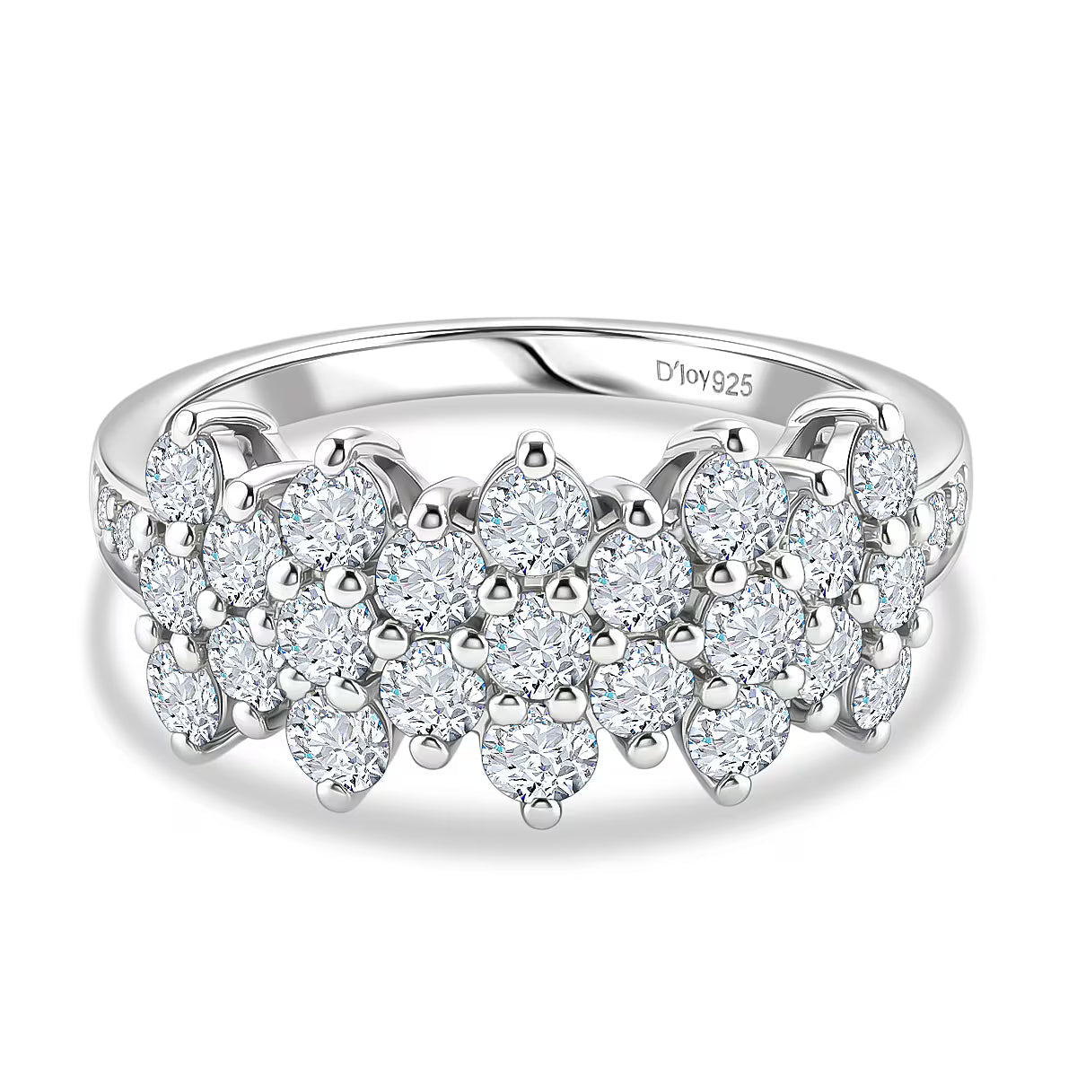 D'Joy - Moissanite Cluster Ring in Platinum Overlay Sterling Silver 1.36 Ct. 8516822 0