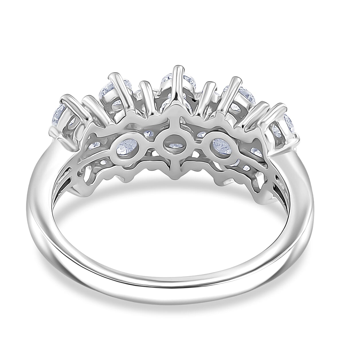D'Joy - Moissanite Cluster Ring in Platinum Overlay Sterling Silver 1.36 Ct. 8516822 5