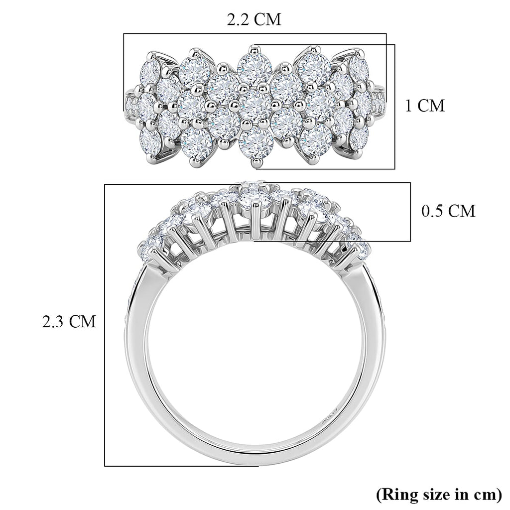 D'Joy - Moissanite Cluster Ring in Platinum Overlay Sterling Silver  1.36 Ct.