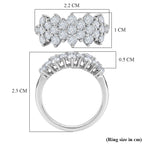 D'Joy - Moissanite Cluster Ring in Platinum Overlay Sterling Silver  1.36 Ct.