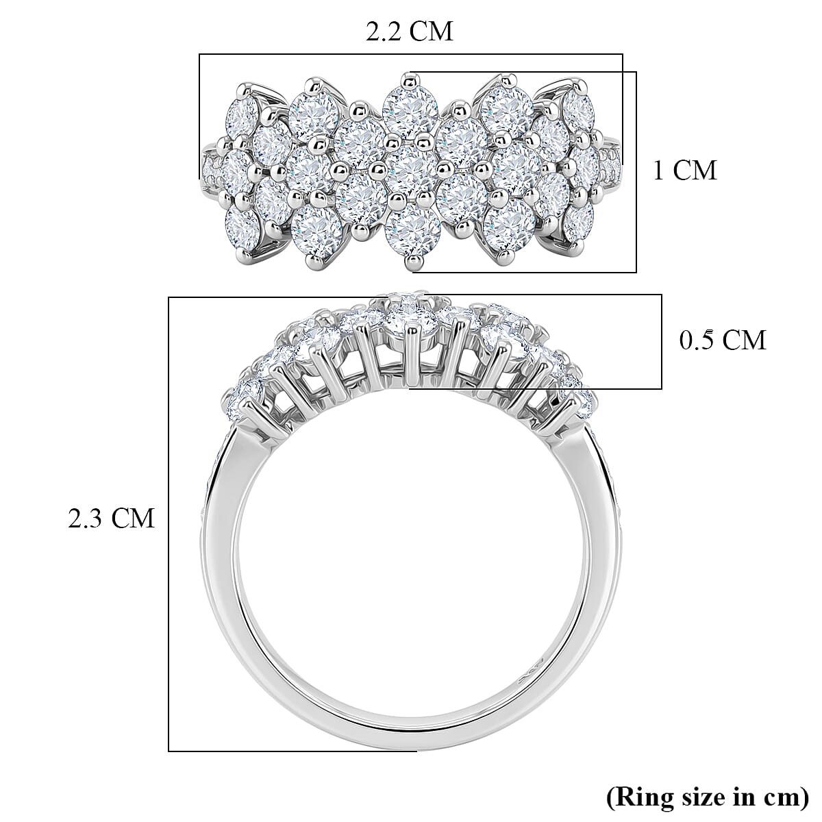 D'Joy - Moissanite Cluster Ring in Platinum Overlay Sterling Silver 1.36 Ct. 8516822 6