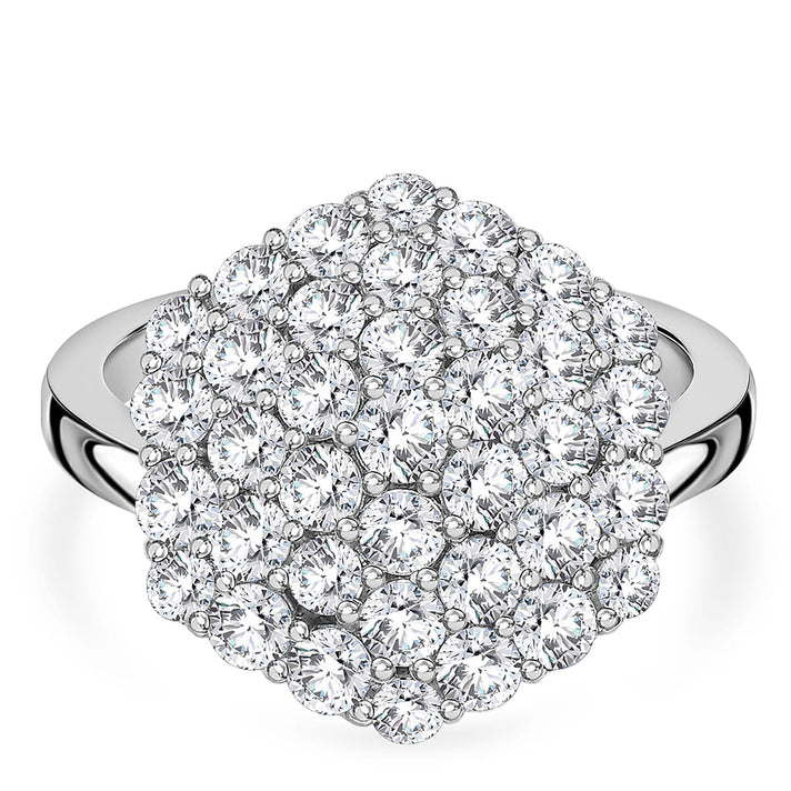 D'Joy Red Carpet Collection - Moissanite Cluster Ring in Rhodium Overlay Sterling Silver 3.30 Ct. 8499840 1