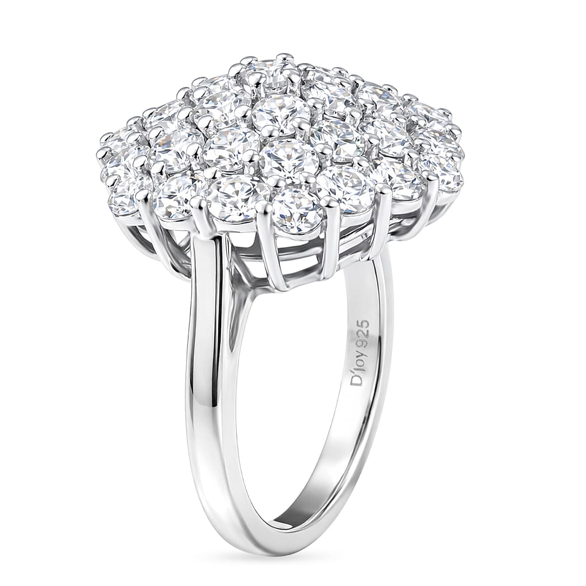D'Joy Red Carpet Collection - Moissanite Cluster Ring in Rhodium Overlay Sterling Silver 3.30 Ct. 8499840 4
