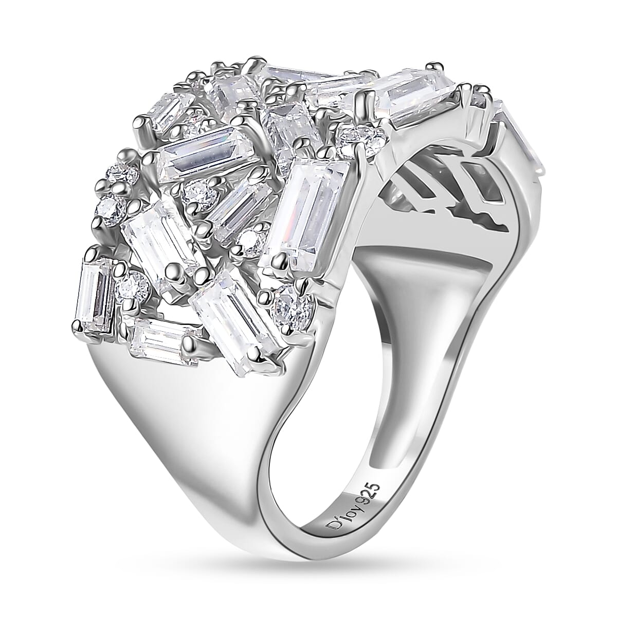 THE CROWN - D'Joy Moissanite Cluster Ring in Rhodium Overlay Sterling Silver 2.35 Ct. 8310191 4