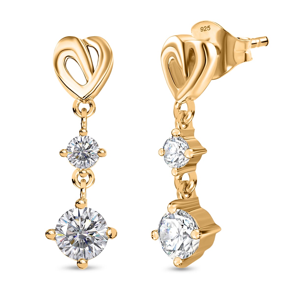 D'Joy Moissanite Dangling Earring in 18K YG PlatingSterling Silver 8250625 0