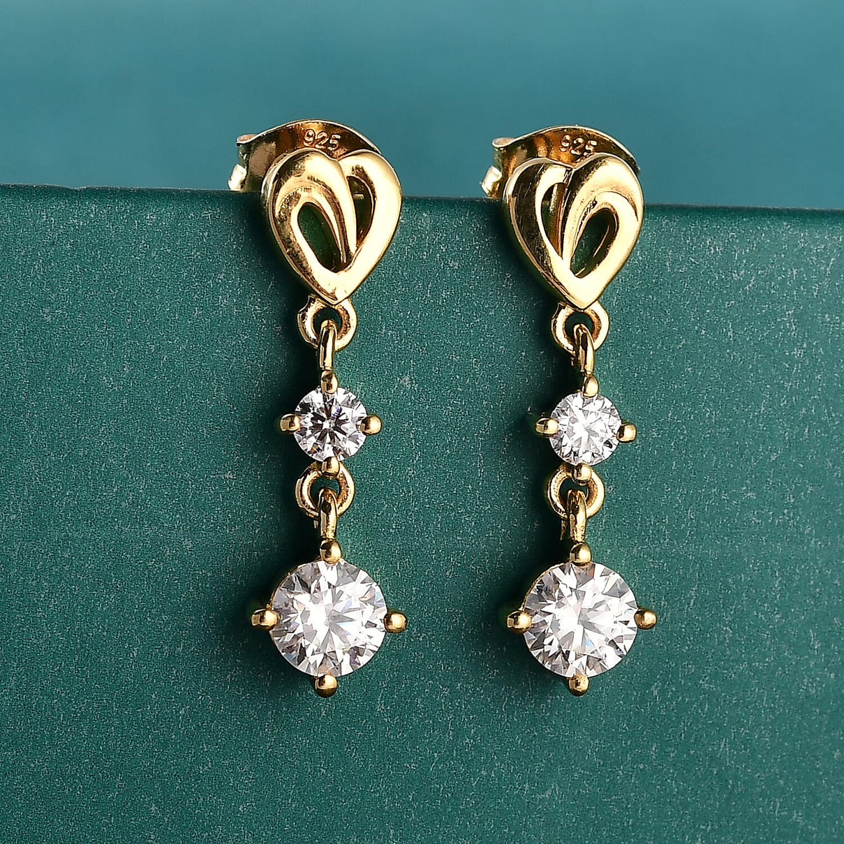 D'Joy Moissanite Dangling Earring in 18K YG PlatingSterling Silver 8250625 2