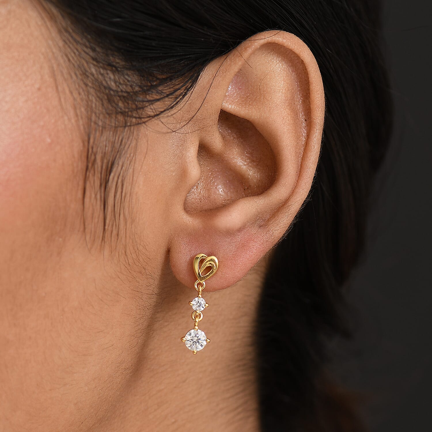 D'Joy Moissanite Dangling Earring in 18K YG PlatingSterling Silver 8250625 3