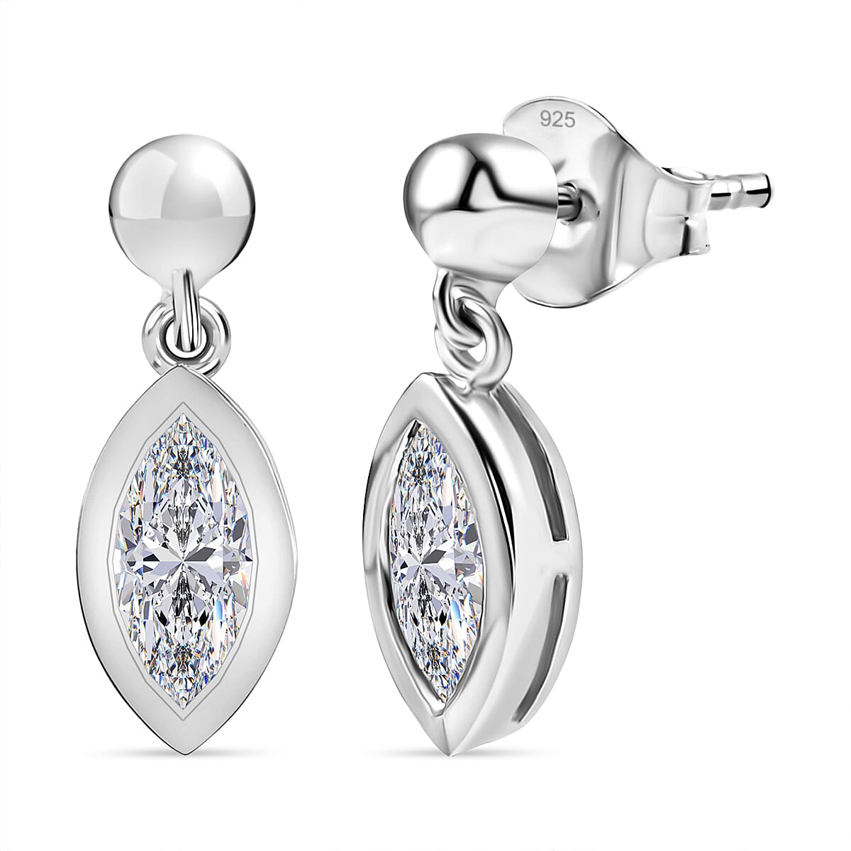 D'Joy Moissanite Dangling Earrings in Platinum Overlay Sterling Silver 8250617 0