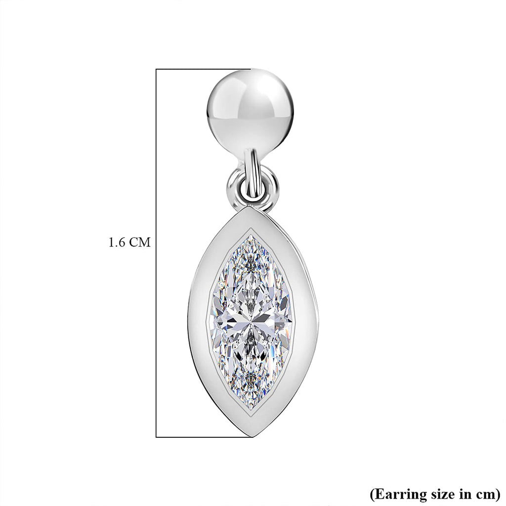 D'Joy Moissanite Dangling Earrings in Platinum Overlay Sterling Silver