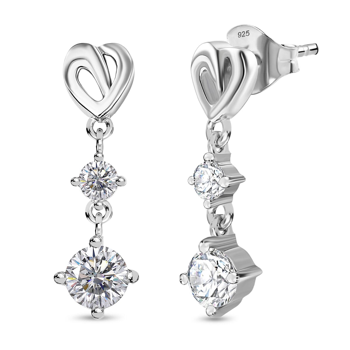D'Joy Moissanite Dangling Earring in Platinum Overlay Sterling Silver V32666704 0