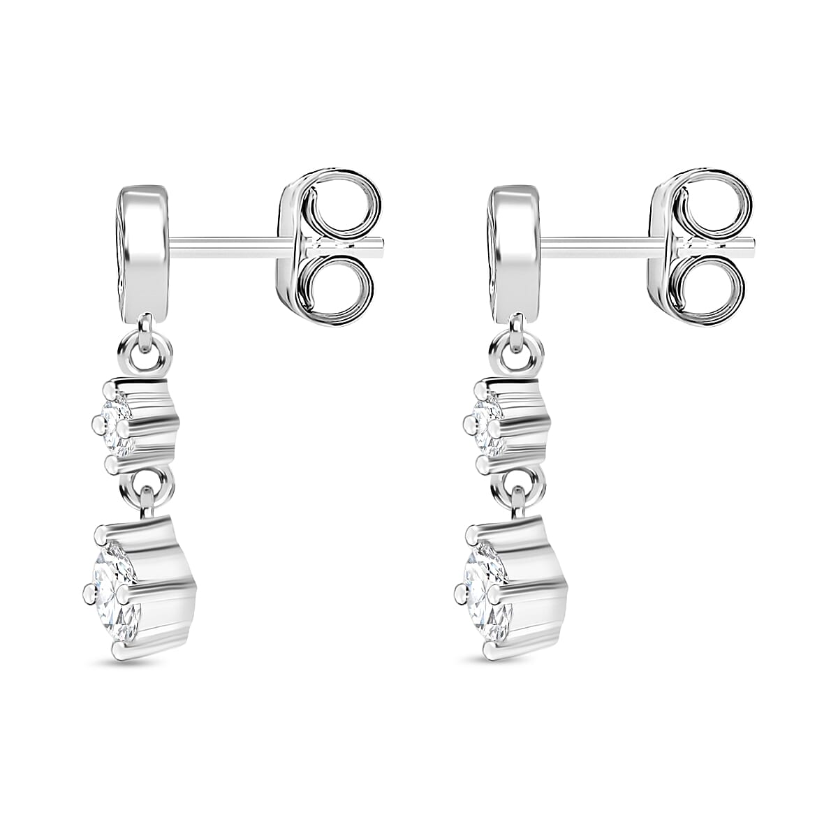 D'Joy Moissanite Dangling Earring in Platinum Overlay Sterling Silver V32666704 4
