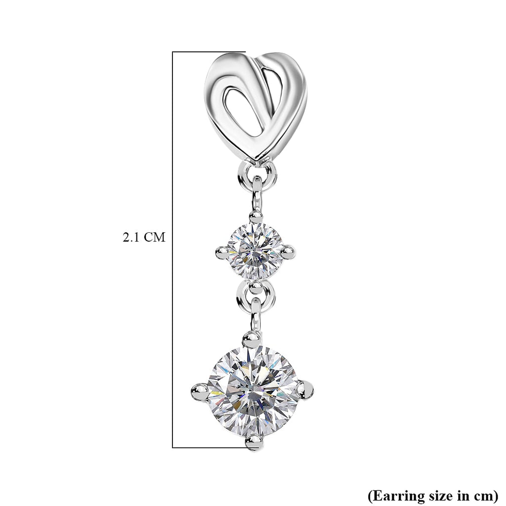 D'Joy Moissanite Dangling Earring in Platinum Overlay Sterling Silver