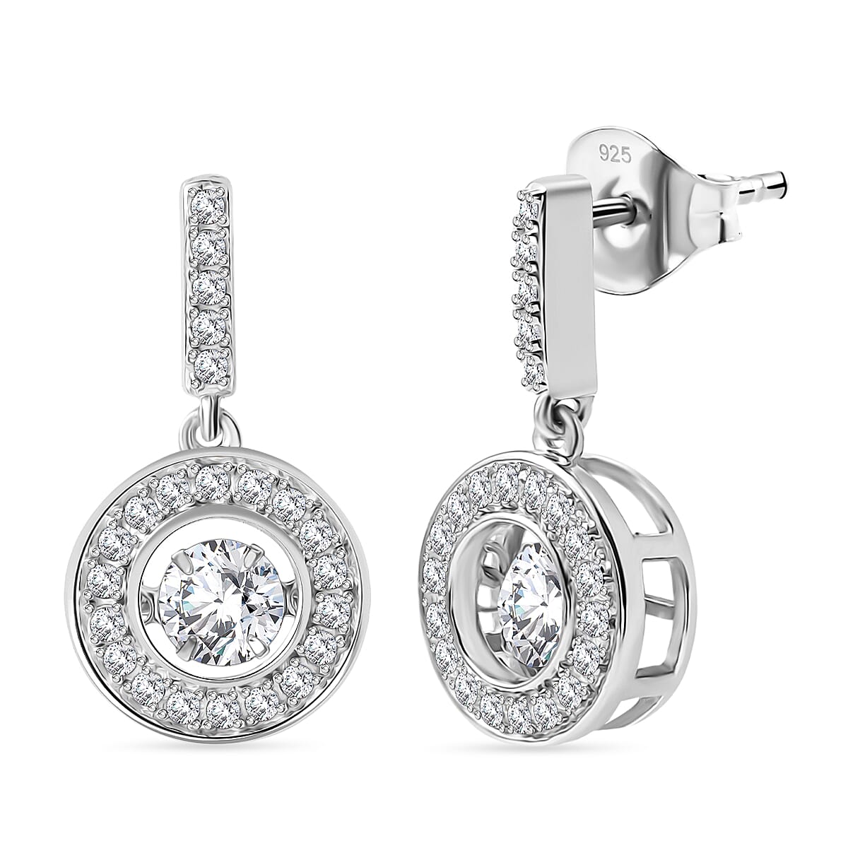 D'Joy Moissanite Dangling Earring in Platinum Overlay Sterling Silver 1.31 Ct. 8250630 0