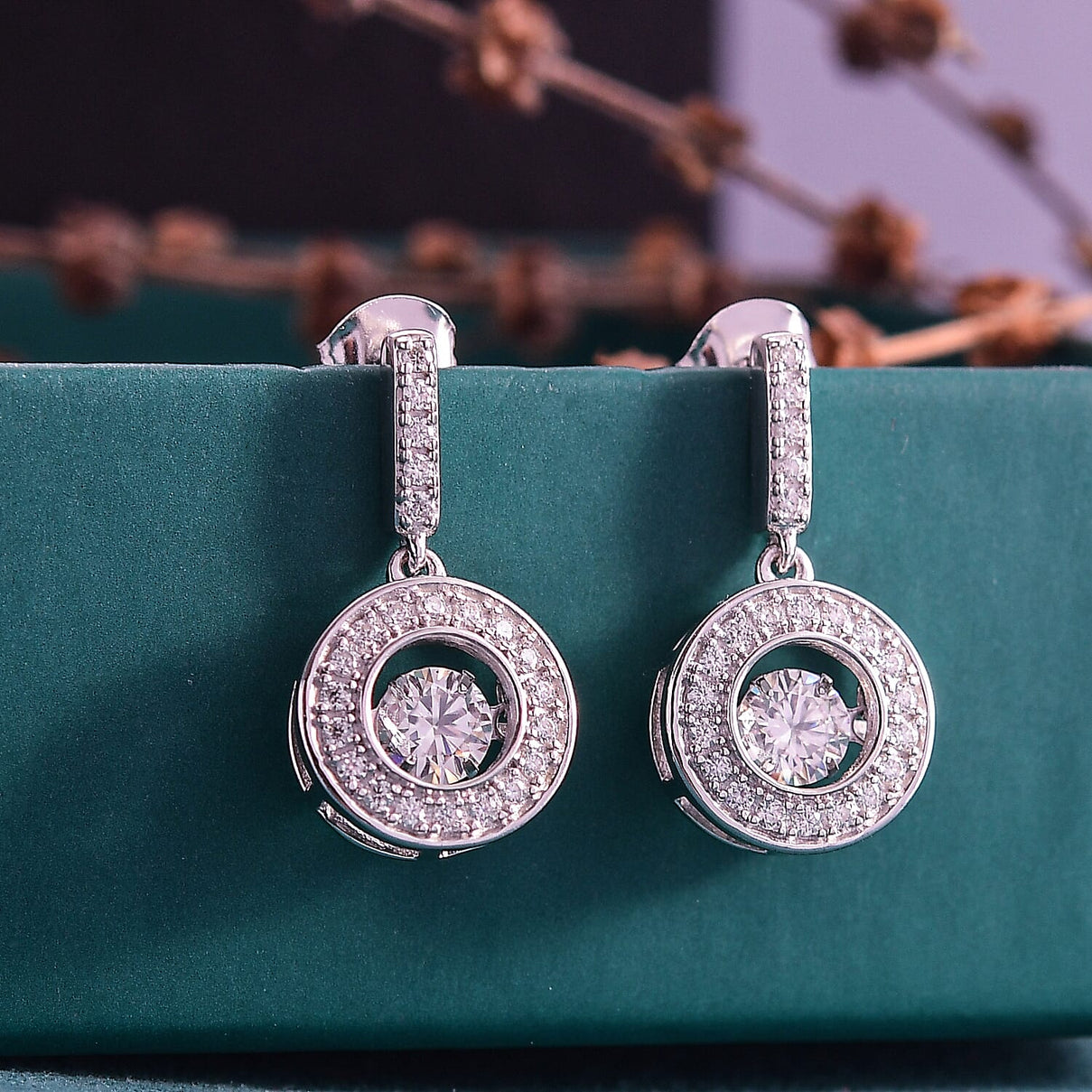 D'Joy Moissanite Dangling Earring in Platinum Overlay Sterling Silver 1.31 Ct. 8250630 2