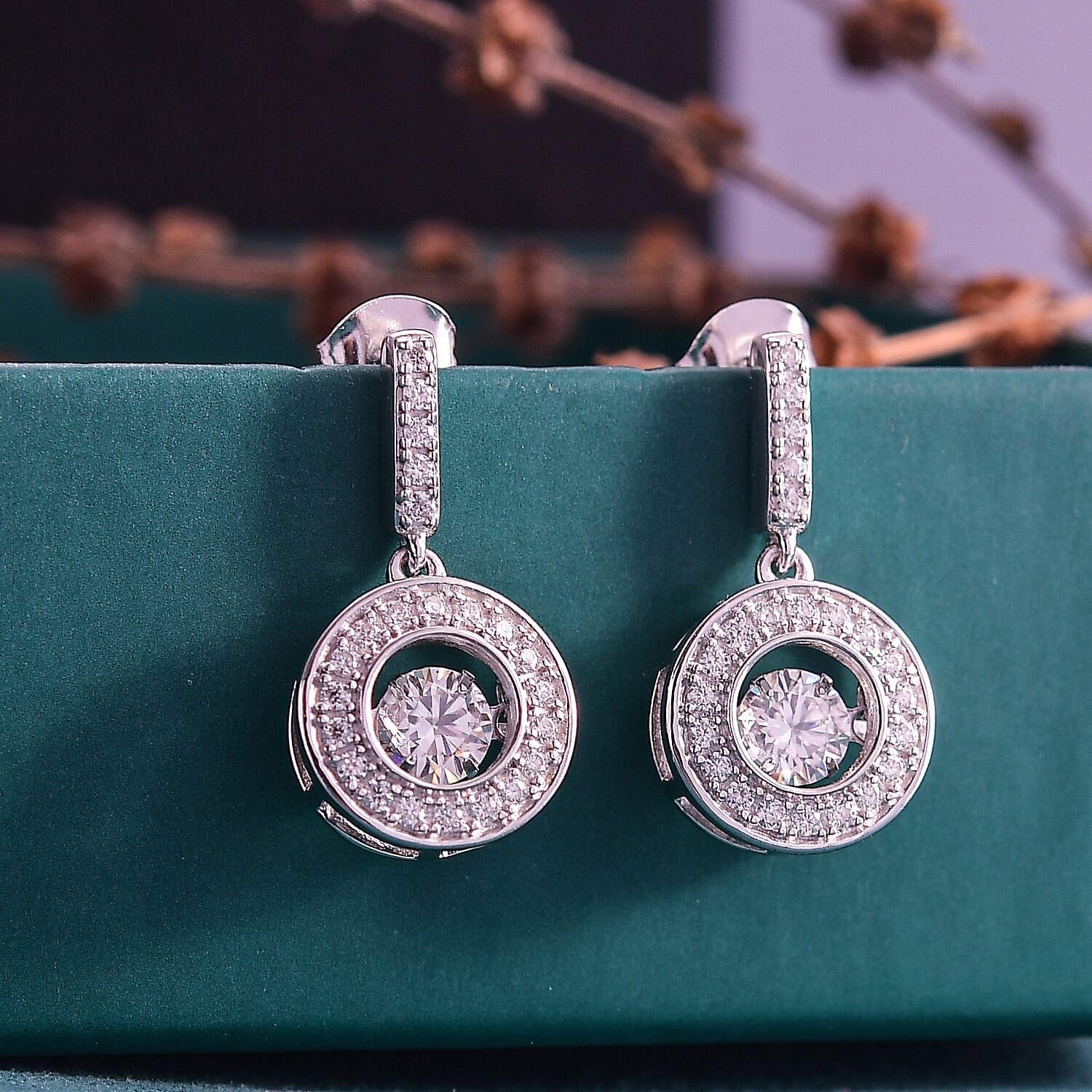 D'Joy Moissanite Dangling Earring in Platinum Overlay Sterling Silver 1.31 Ct. 8250630 2