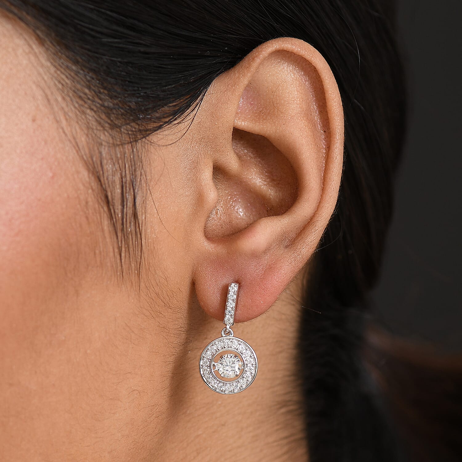 D'Joy Moissanite Dangling Earring in Platinum Overlay Sterling Silver 1.31 Ct. 8250630 3