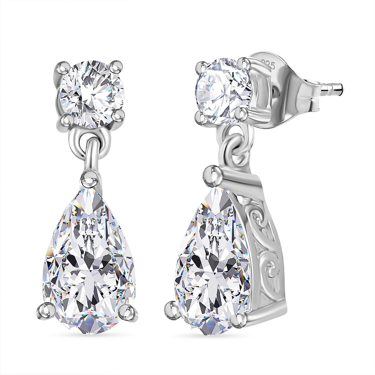D'Joy Moissanite Dangling Earring in Platinum Overlay Sterling Silver 1.88 Ct. 8250633 0
