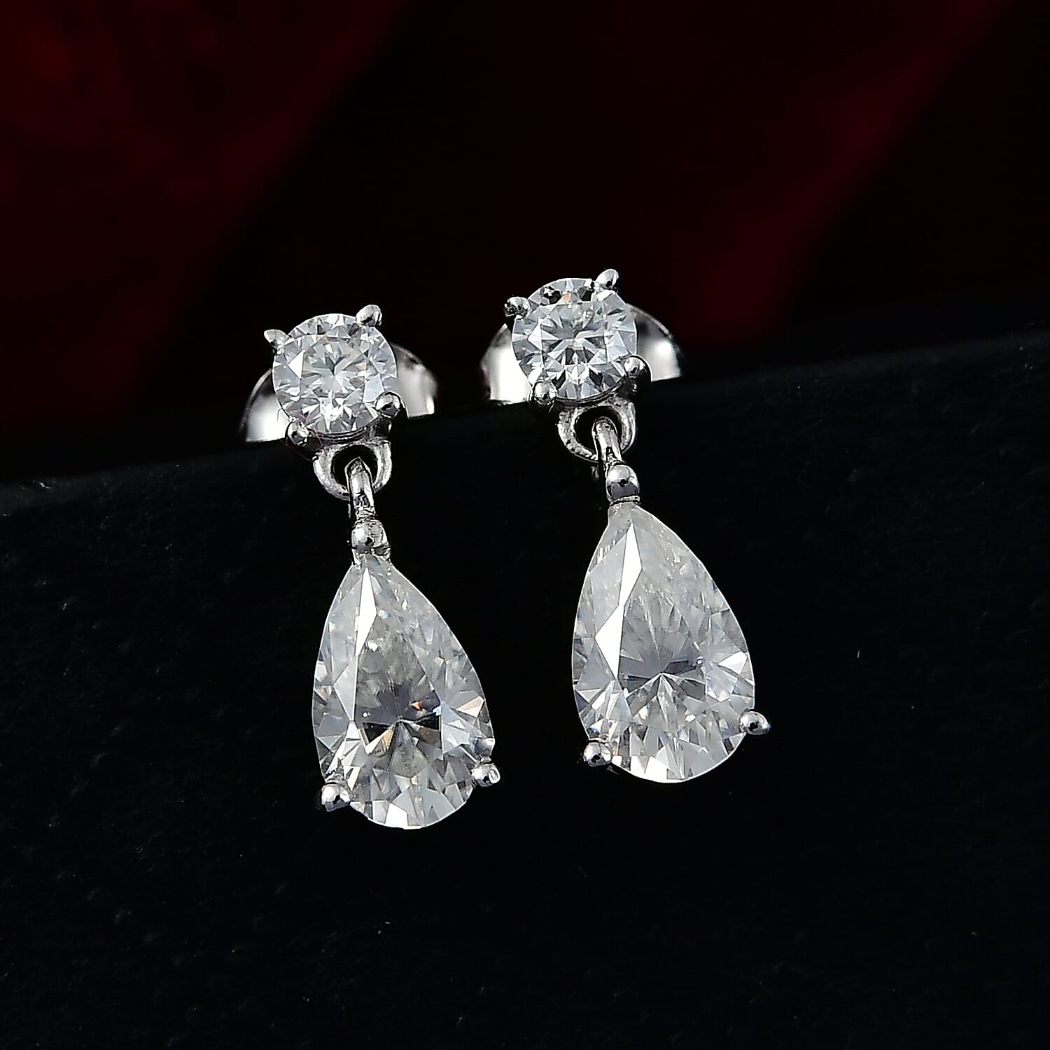 D'Joy Moissanite Dangling Earring in Platinum Overlay Sterling Silver 1.88 Ct. 8250633 2
