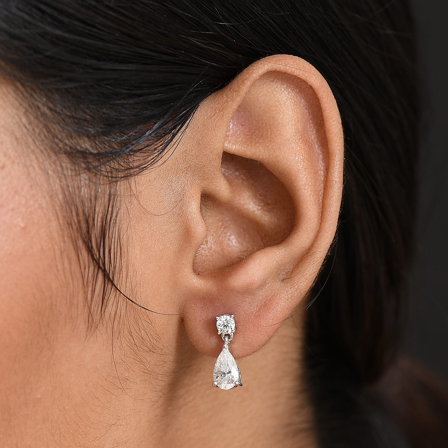 D'Joy Moissanite Dangling Earring in Platinum Overlay Sterling Silver 1.88 Ct. 8250633 3