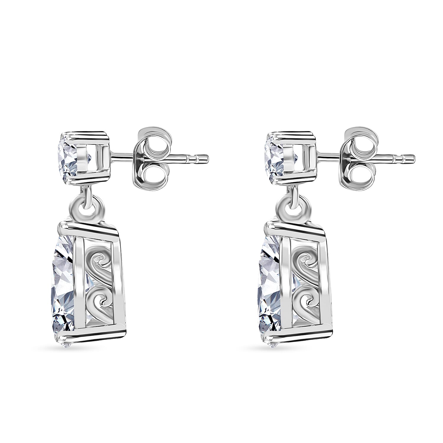 D'Joy Moissanite Dangling Earring in Platinum Overlay Sterling Silver 1.88 Ct. 8250633 4