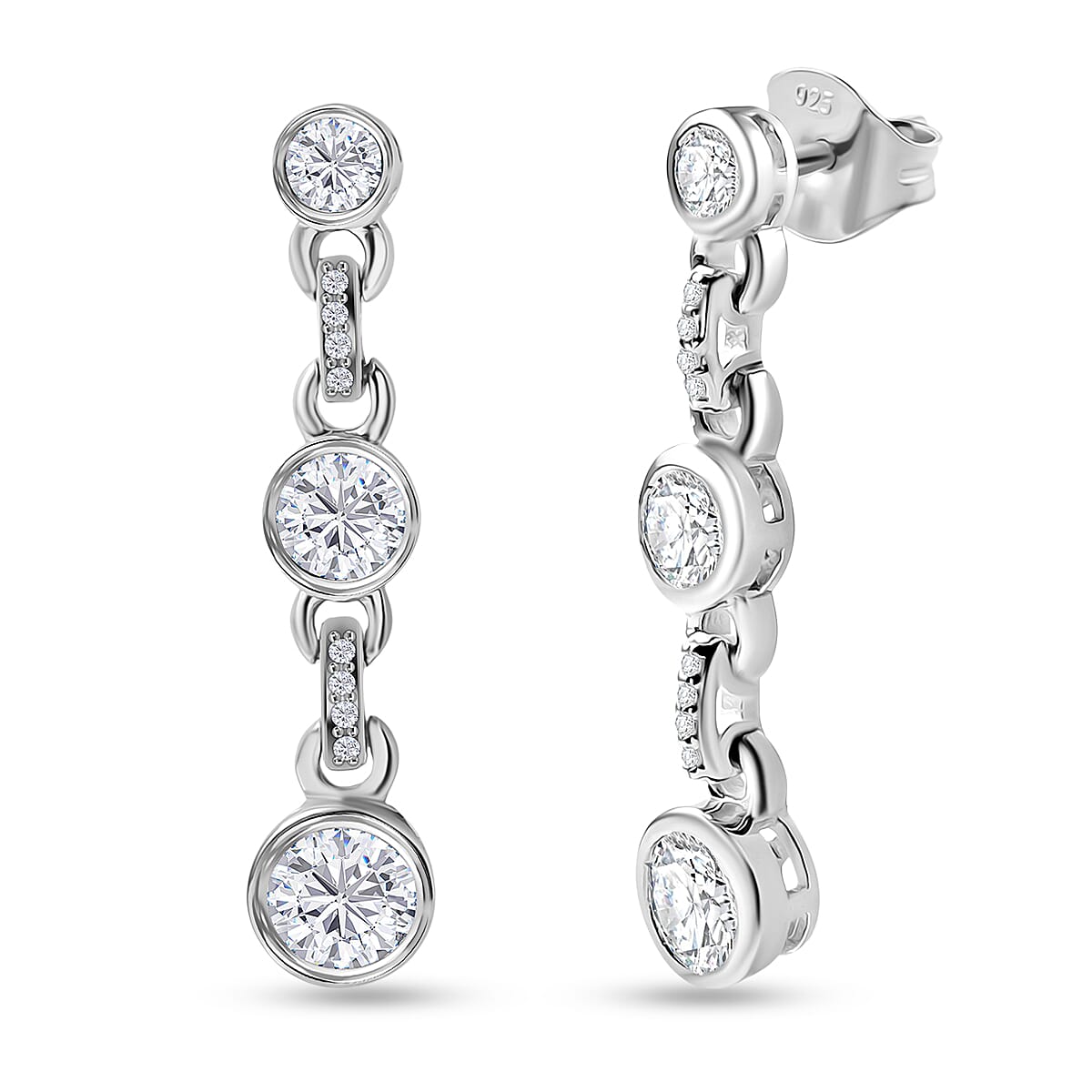 D'Joy Moissanite Dangling Earring in Platinum Overlay Sterling Silver 1.62 Ct. 8253695 0