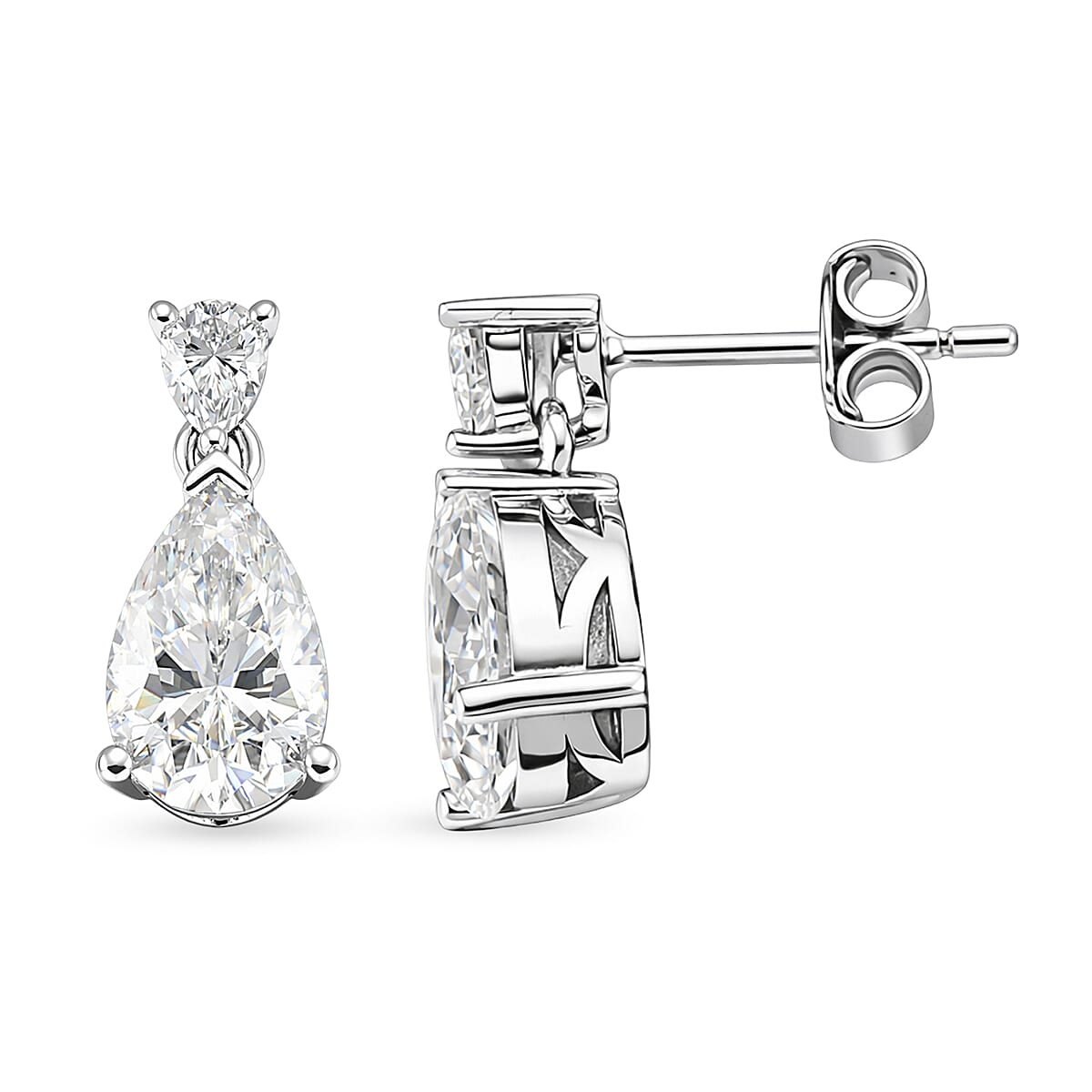 D'Joy Moissanite Dangling Earring in Rhodium Overlay Sterling Silver 3.12 Ct. 8350895 0