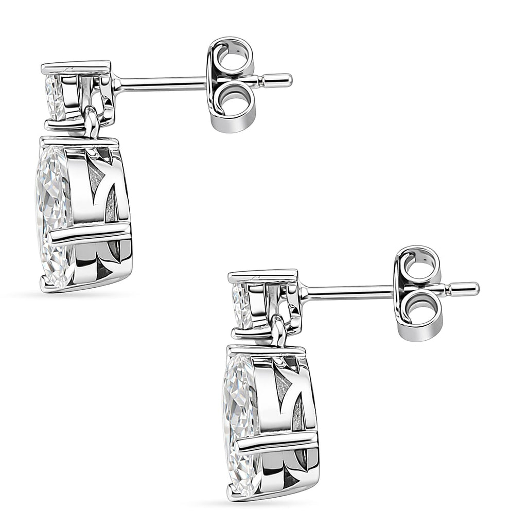 D'Joy Moissanite Dangling Earring in Rhodium Overlay Sterling Silver 3.12 Ct.