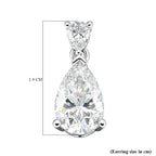 D'Joy Moissanite Dangling Earring in Rhodium Overlay Sterling Silver 3.12 Ct.