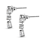 D'Joy - Moissanite Dangling Earring with Push Back in Platinum Overlay Sterling Silver