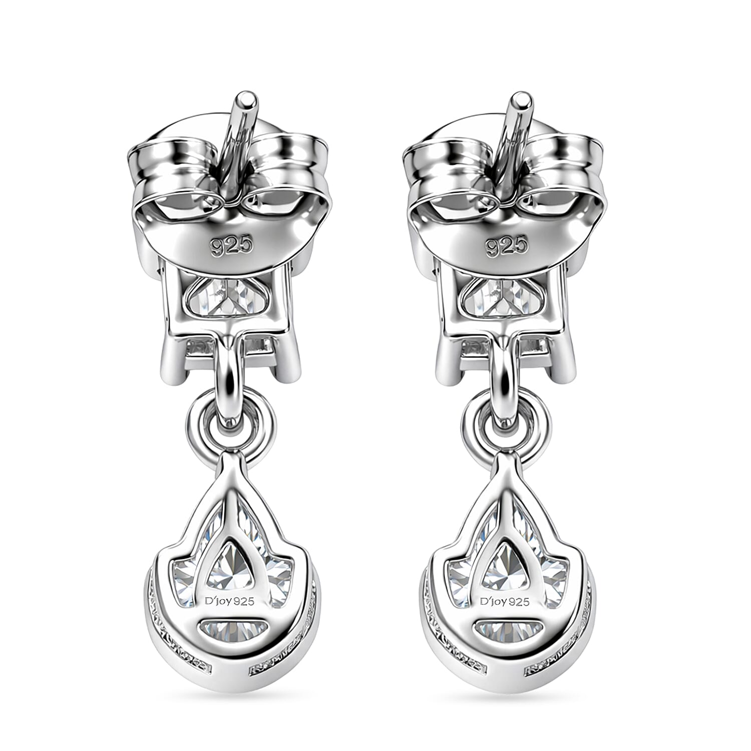 D'Joy - Moissanite Dangling Earring with Push Back in Platinum Overlay Sterling Silver 1.92 Ct. 8557097 5