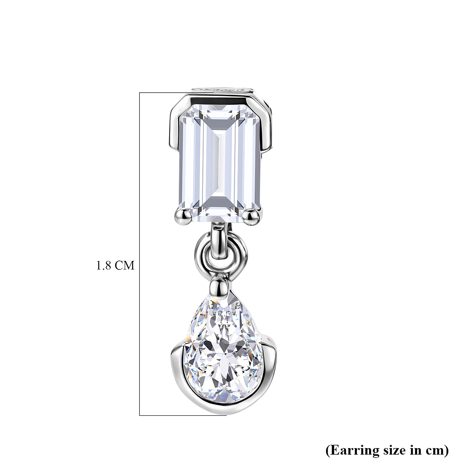 D'Joy - Moissanite Dangling Earring with Push Back in Platinum Overlay Sterling Silver 1.92 Ct. 8557097 6