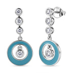 D'Joy - Moissanite Dangling Earring with Push Back in Platinum Overlay Sterling Silver
