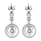 D'Joy - Moissanite Dangling Earring with Push Back in Platinum Overlay Sterling Silver
