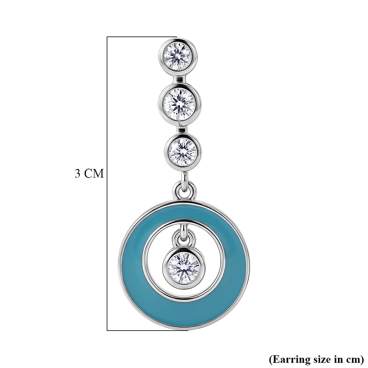 D'Joy - Moissanite Dangling Earring with Push Back in Platinum Overlay Sterling Silver 8557137 6