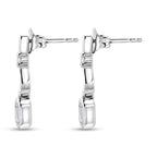D'Joy - Moissanite Dangling Earring with Push Back in Platinum Overlay Sterling Silver