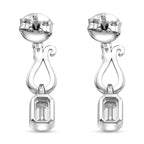 D'Joy - Moissanite Dangling Earring with Push Back in Platinum Overlay Sterling Silver