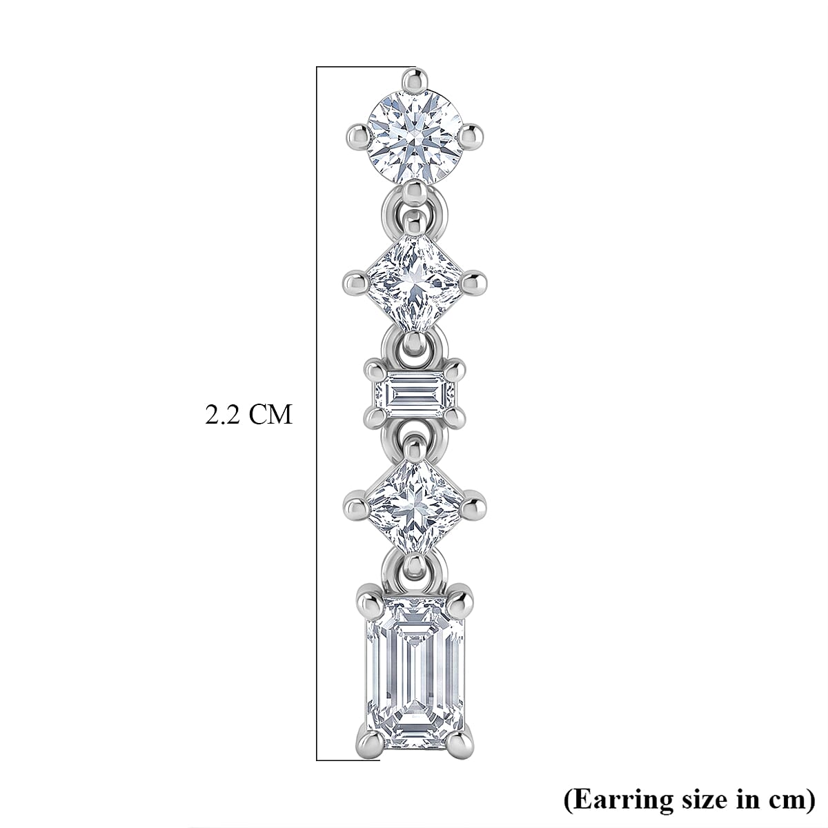 D'Joy - Moissanite Dangling Earring with Push Back in Rhodium Overlay Sterling Silver 1.13 Ct. 8561836 6
