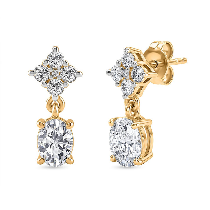 D'Joy - Moissanite Dangling Earring with Push Back in Yellow Gold Plated Sterling Silver 2.14 Ct. 8556052 1