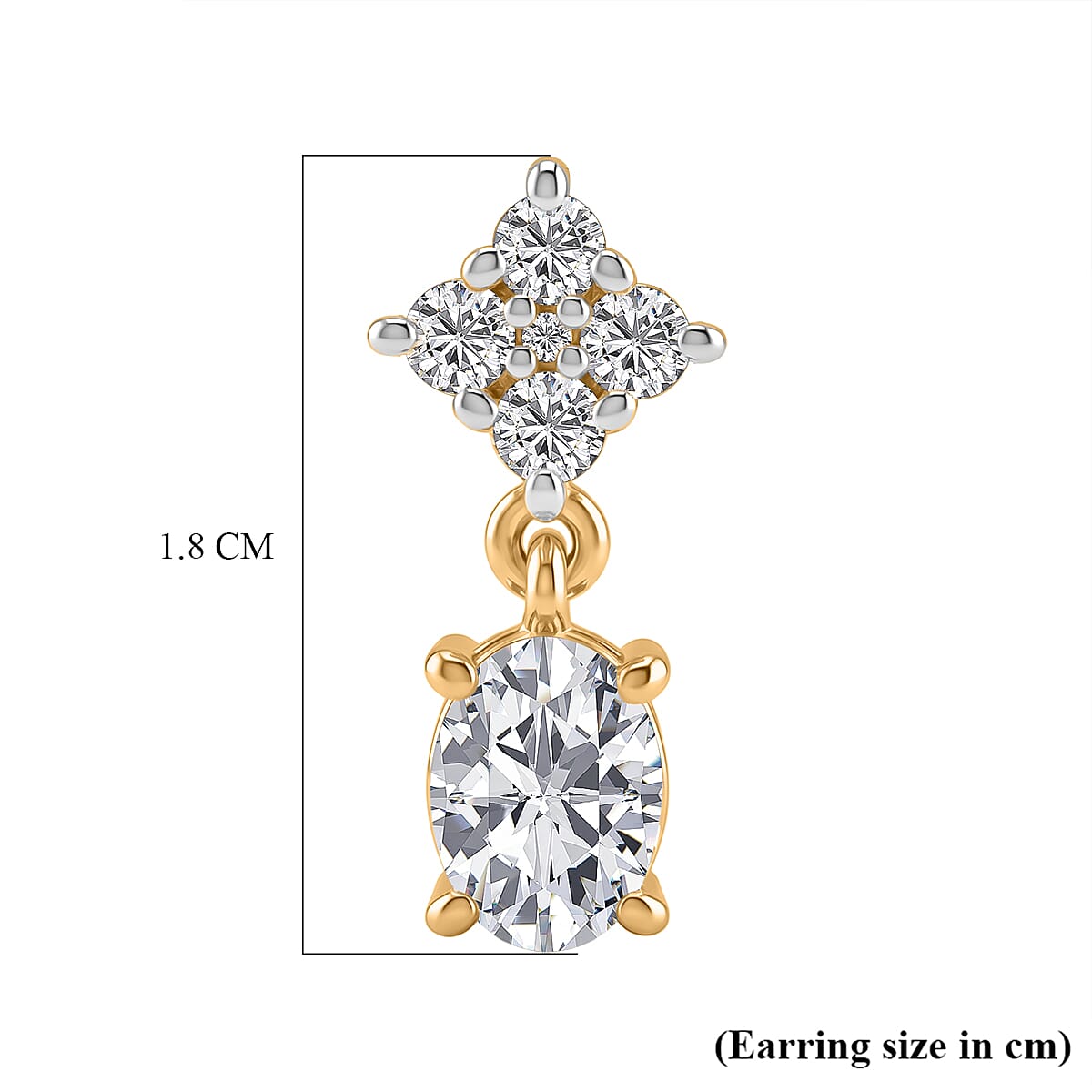 D'Joy - Moissanite Dangling Earring with Push Back in Yellow Gold Plated Sterling Silver 2.14 Ct. V32518663 6