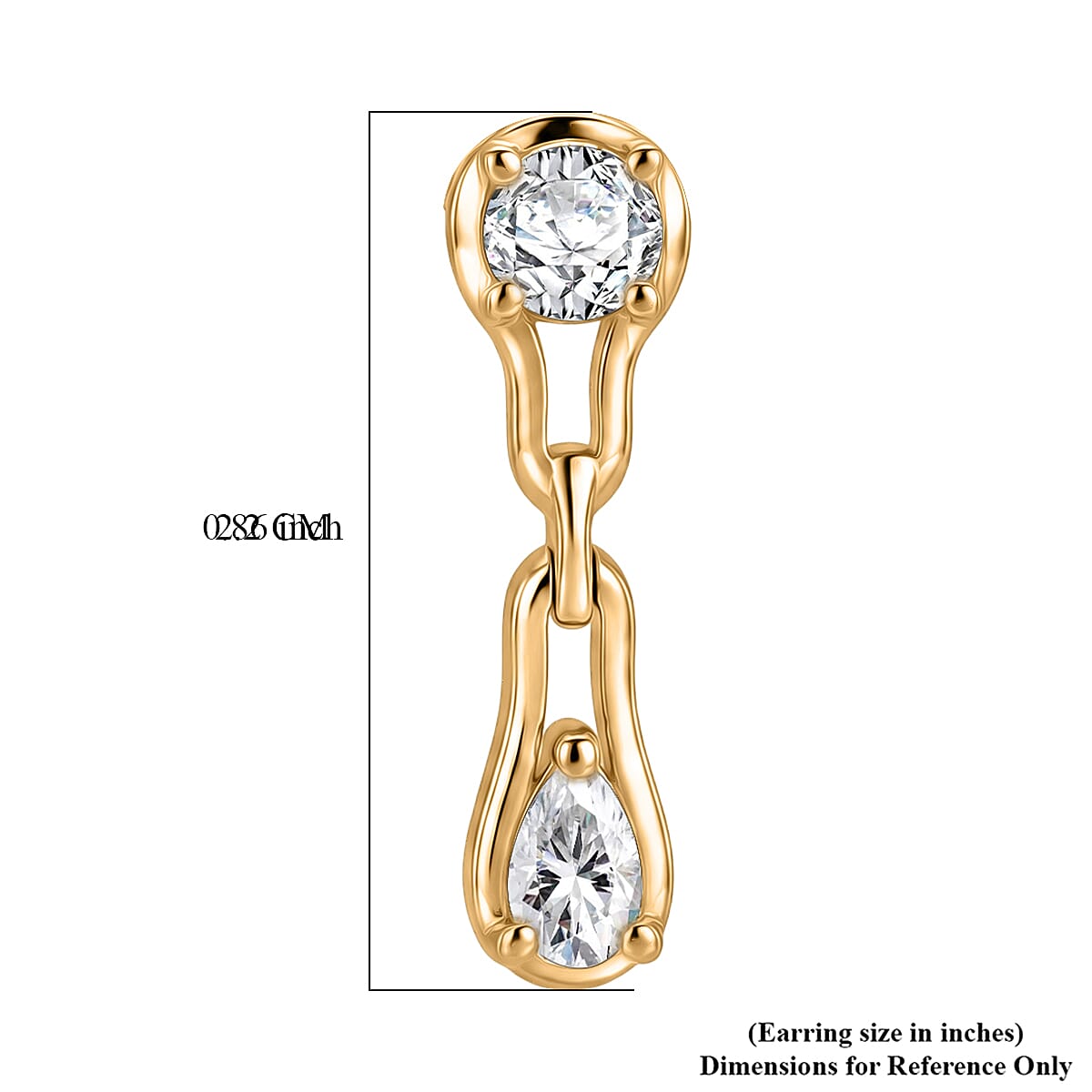 D'Joy - Moissanite Dangling Earring with Push Back in Yellow Gold Plated Sterling Silver 8557139 6