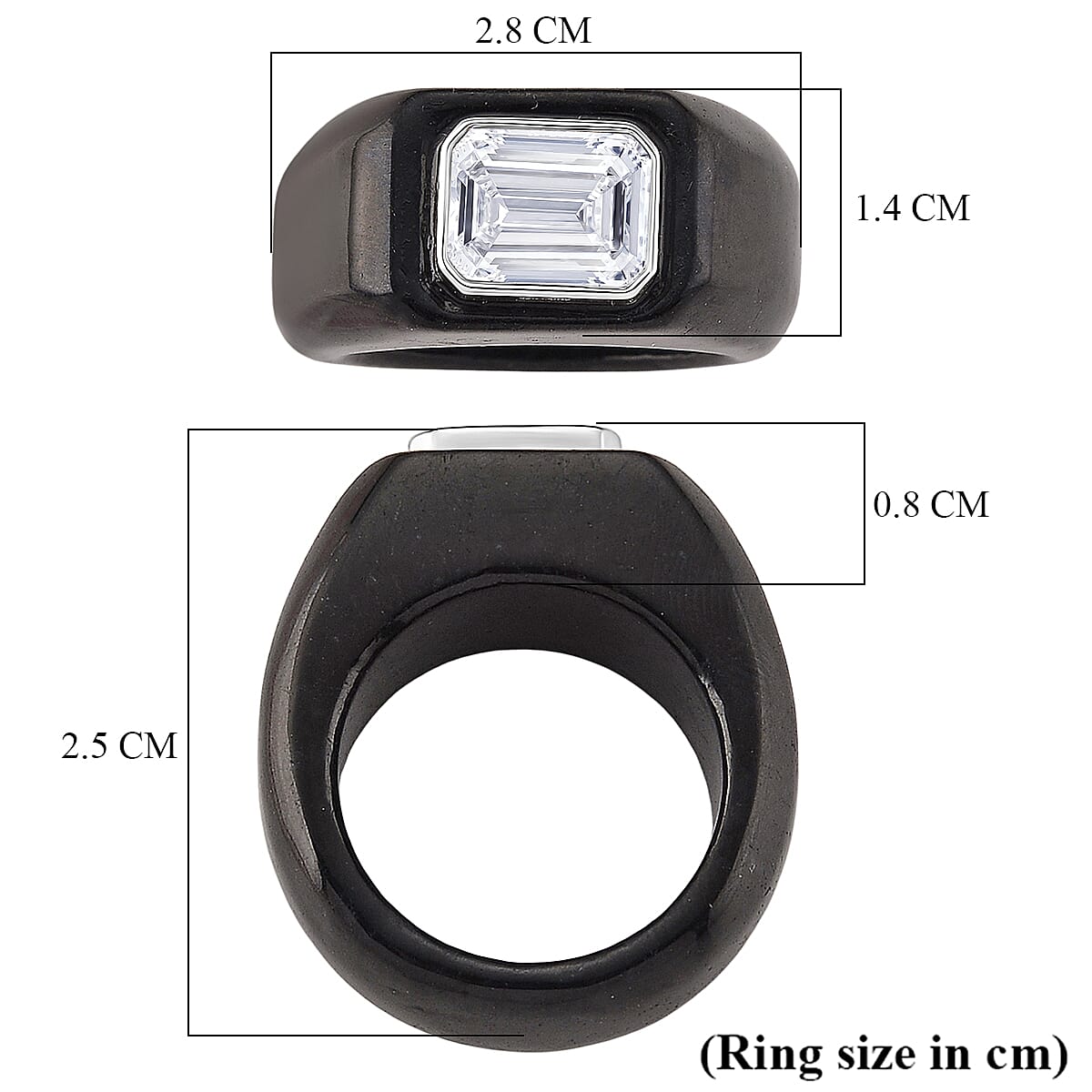 D'Joy - Moissanite &amp; Black Jade Solitaire Band in Rhodium Overlay Sterling Silver 30.87 Ct. 8486765 11