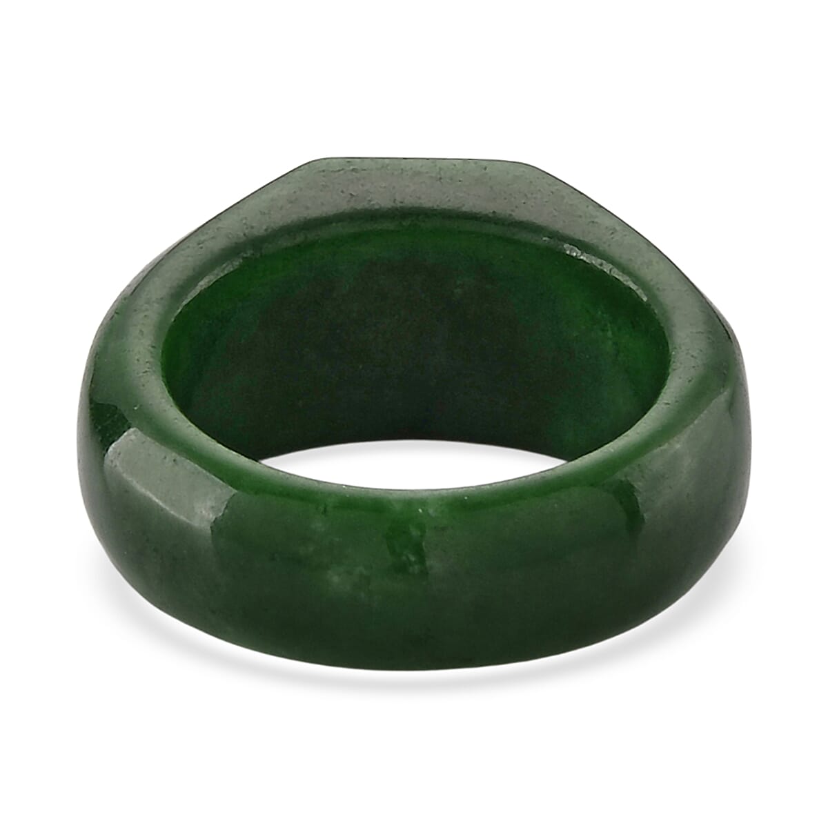 D'Joy - Moissanite &amp; Green Jade Solitaire Band Ring in Rhodium Overlay Sterling Silver 28.76 Ct. V32513317 5