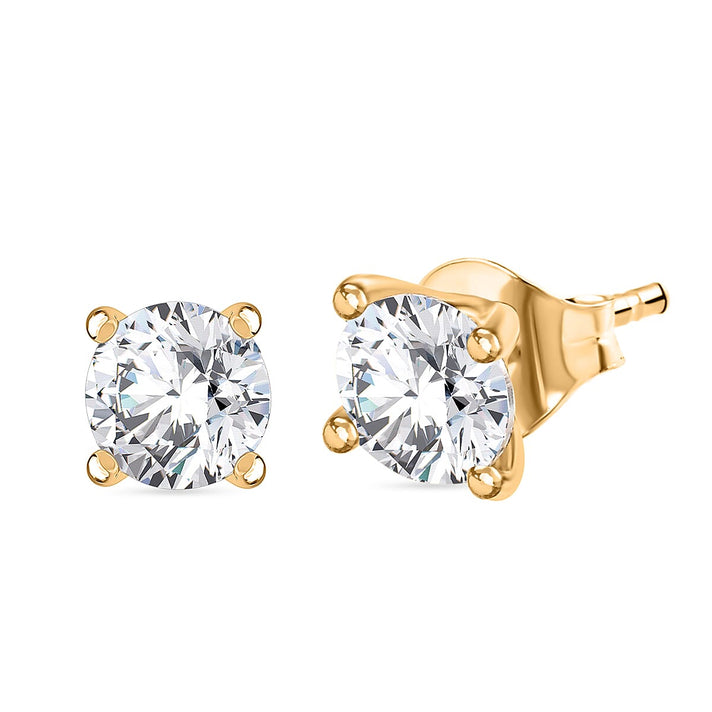 Moissanite Solitaire Stud earring in 18K Yellow Gold Sterling Silver 8352214 1